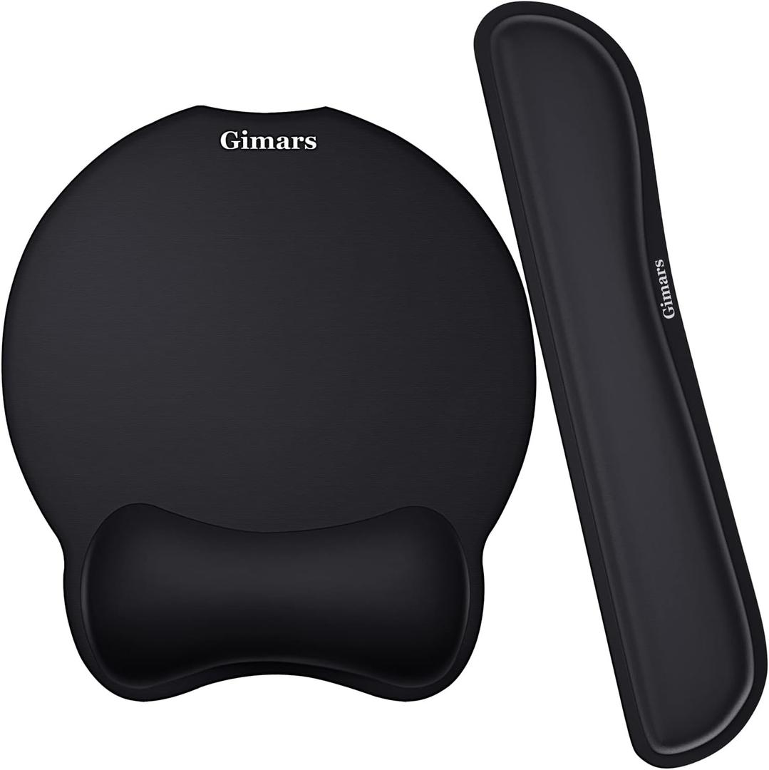Gimars Upgrade Enlarge Superfine Fibre Soft Smooth Gel Ergonomic Mouse Pad Wrist Support and Keyboard Wrist Rest for Computer, Laptop, Mac, Gaming and Office, Durable, Comfortable and Pain Relief (Black)
