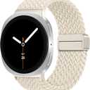 SNBLK Magnetic Braided Band Compatible with Samsung Galaxy Watch 8 Band 40mm 44mm/Watch 8 Classic 46mm (2025) Men Women, No Gap One Click Nylon Elastic Sport Strap for Samsung Galaxy Watch 8 Classic (Starlight)