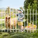 Thealyn Metal Decorative Garden Fence 36" H x 28" W (5 Panels, Total Length 11.6 feet), Metal Border Folding Fence, Landscape Fencing Dog Fence Pet Fence for Flower Bed, Yard, Animal Barrier (White)