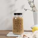 novelinks 32 oz Clear Plastic Jars with Lids, 6 Pack Large Plastic Mason Jars with Lids 32oz, Reusable Quart Containers for Kitchen Organization (6 Pack,Black)