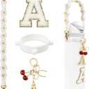 Cute Letter Charms Set Compatible with 24oz 32oz 40oz Owala Water Bottle, Owala Kids, Owala Coffee Tumbler, Owala FreeSip, Includes Handle Strap, for Owala Accessories and