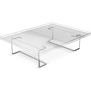 Flip-Free Crispmaster 1st Ever 4-Inch Elevated Roasting, Baking, and BBQ Rack for 360 Heat Stainless Steel Wings, Fries, Chicken, Veggies, Turkey for Oven, Grill, or Smoker 17 x 13