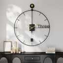Cuspin 24 inch Large Wall Clock with Pendulum, Modern Metal Wall Clock Battery Operated Silent Non-Ticking, Black Pendulum Decorative Clocks for Living Room, Bedroom, Office, Kitchen, Home