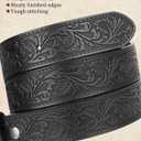 Leather Western Belts for Woman Men - Bull Buckle, Cowboy Cowgirl Country Embossed Belt for Jeans Women Mens Gifts (for 30"-34" waist)