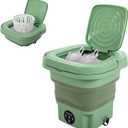 Mini Portable Washing Machine, 8L Foldable Washer, Collapsible Travel Washing Machine with Deep Cleaning of Underwear, Mini Laundry Washer for Underwear or Socks,Small Clothes (Green)