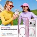 Shiny Interior Coating for iPhone 17 Pro Case with Pearl Strap, [Glossy Bumper & Magnetic Ring] [Compatible with Magsafe] Cute Women Girly Anti-Fingerprint Cover for 17 Pro, Pink