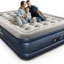 iDOO Queen Air Mattress with Built in Pump, 18 Raised Comfort Inflatable Blow up Mattress, Upgraded Support Structure Portable Air Bed for Camping, Guests and Home, Colchon Inflable, Gift for Mom (Grey)