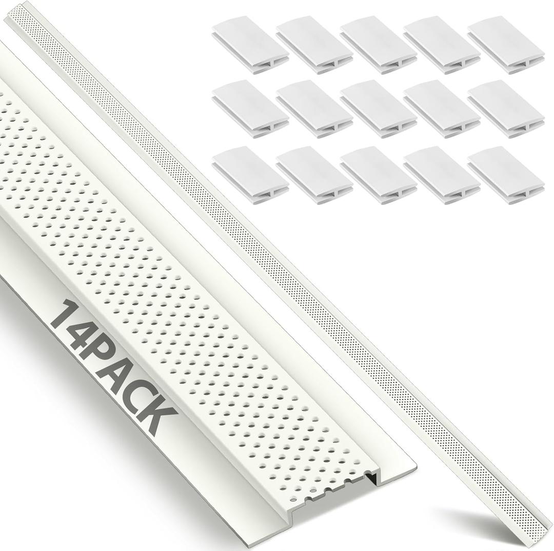 14 Pcs Continuous Soffit Vent - 301, 1-3/4" Vented, 72" Length with 15 Pcs Connector Clips, PVC 14 Pcs Continuous Soffit Vent - 301, 1-3/4" Vented, 72" Length with 15 Pcs Connector Clips, PVC