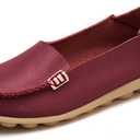VenusCelia Women's Natural Comfort Walking Flat Loafer (9.5, Wine)