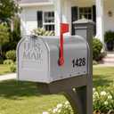 Mailbox for Outside,Metal Post Mount Outdoor MailBoxes - with Tools,Screws,Number Stickers,Red Flag Indicated,Medium Capacity,Galvanized Steel,Waterproof Mail Box for House Outside,20 x 8.7 x 6.7 ”