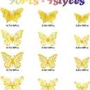 2 x 96 Pcs Butterfly Decorations 3 Sizes 4 Styles 3D Butterfly Wall Decor Party Decorations Butterflies for Crafts Birthday & Wedding Celebrations Cake Decorating Balloons Removable Stickers Gold