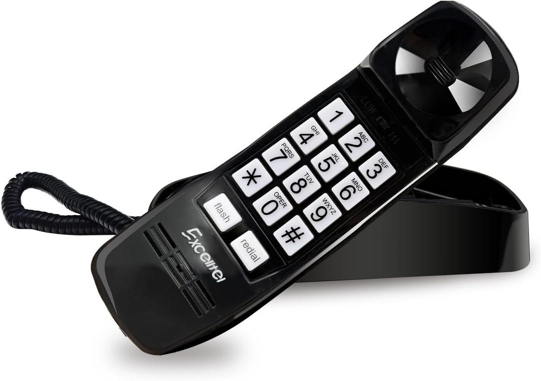 Retro Corded Landline Phone, Vintage Wall Mount & Desk Telephone - No Power Required, Emergency Use, Big Button for Seniors/Elderly with Loud Ringer & Flashing Light, Clear Sound (Black)