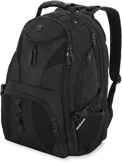 SwissGear 1900 ScanSmart Laptop Backpack, Fits Most 17-Inch Laptops, TSA-Friendly Lay-Flat Design, RFID Protection, and Tablet Pocket, Black/Black, 31L, 18.5-Inch