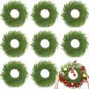 8 Pcs 14" Christmas DIY Green Wreath Artificial Wreath, Norfolk Pine
