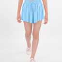 Girls Butterfly Shorts Flowy Shorts with Pocket 2-in-1 Dance Athletic Shorts for Girl 7-14 Years (Blue)