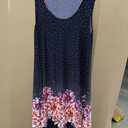 SJS Sleeveless Navy Dress with Pink/Violet Flowers size Large