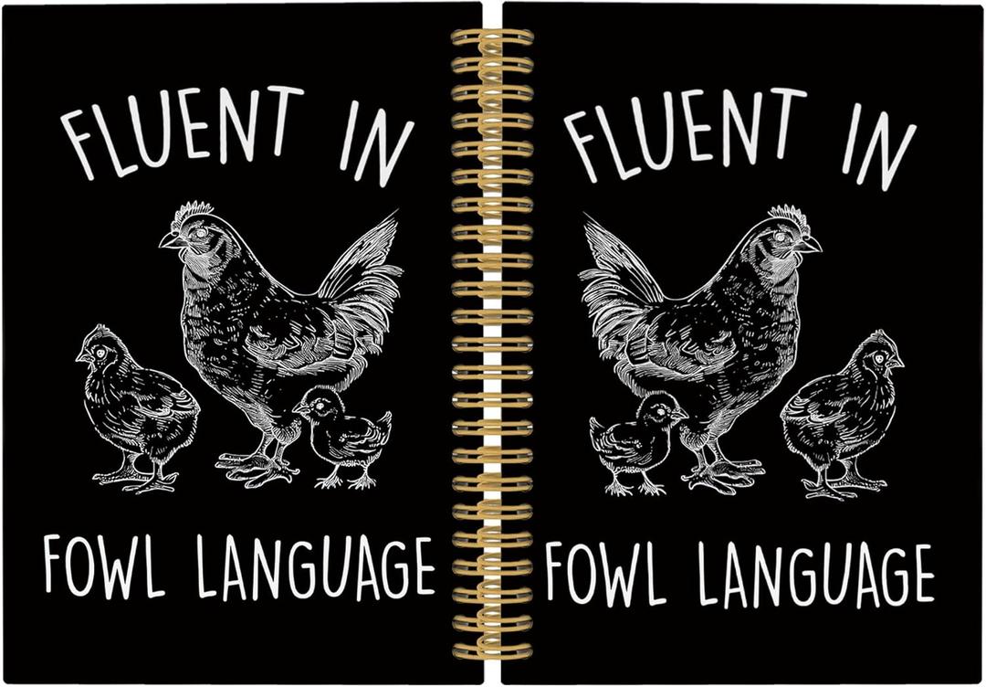 Funny Chicken Black Journal Notebook - Crazy Chicken Lady Notebooks College Ruled for Work School, Chicken Mom Gifts for Farmer, Office Supplies, Hardcover Spiral Notebook 5.5"x8.3"