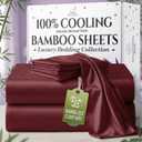 SLEEP SANCTUARY 100% Viscose Derived from Bamboo Sheets Twin Size 4pcs  BamBliss Luxury Cooling Sheets for Hot Sleepers - Cloud Soft, 17" Deep Pocket, Ultra Durable Bed Set (Burgundy)