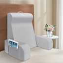 LEBENGURU 24" Bed Reading Pillow for Sitting in Bed Adult, Upgrade Backrest Support Pillow with Armrest Strap-on, Chair Pillow with Removable Cover and Pocket for Relaxing, Reading, or Watching TV