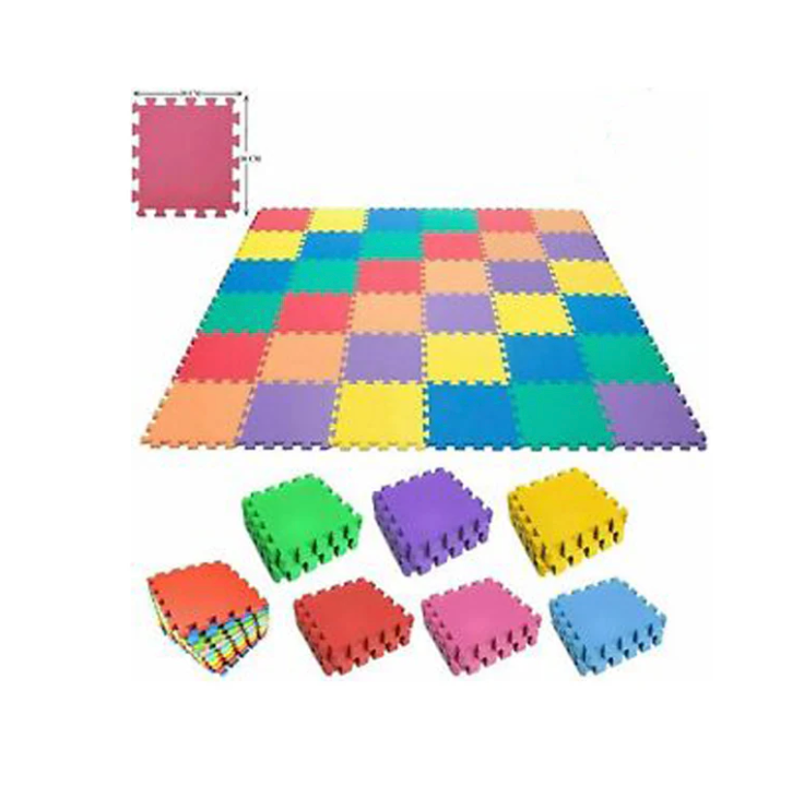 Interlocking Montessori Thick Foam Play Floor Mats | Jigsaw Mats for Baby Playpens and Playrooms | Multicoloured, 20 pack, Blue, Orange, Pink, Purple, Yellow