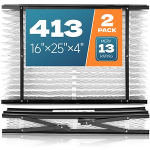 2-Pack 413 Filter Replacement Compatible with AprilAire 413 Whole House Air Purifiers Models 1410, 1610, 2410, 2416, 3410, 4400, MERV 13 Furnace Filter Replacement, Size: 16x25x4