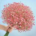 N&T NIETING Babys Breath Artificial Flowers Bulk, 15Pcs Fake Gypsophila Bouquet Flowers Real Touch Faux Babies Breath Arrangement for Wedding Floral Party Home Centerpieces Vase Decoration, Pink