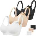 Vinfact 3 Pack Nursing Bras for Breastfeeding Comfort Maternity Bras for Pregnancy Wireless Seamless Breastfeeding Bras, Small