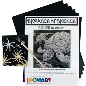 INOVART Scratch Paper, Silver Foil, 8-1/2" x 11", 50 Sheets