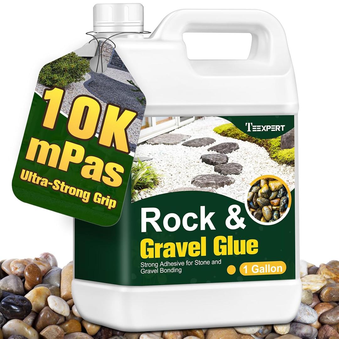 Teexpert 1 Gallon Rock Glue for Landscaping  Strong Pea Gravel Glue & Stone Glue Mulch Glue for Rock Adhesive Binder Sticky Rock Glue for Outdoor Landscape Walkways, Yards, Patios, Driveways