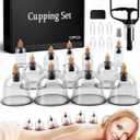 Cupping Kit for Massage Therapy, Silicone Physical Chinese Therapy Cupping Set at Home, Professional Muscle Cupping Tool with Pump & Vacuum Cups for Cellulite Reduction (12 Cups+6 Magnets+1 Extension Tube+1 Hand Pump)