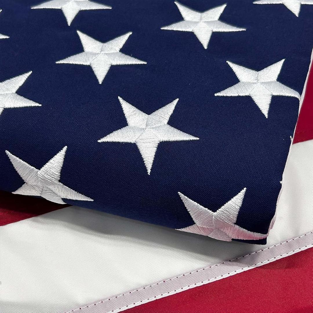 AMZFLAG Cotton American Flag 3x5 ft Embroidered Soft Cloth US Flags for 250th Anniversary, Heavy Duty American Cotton Flags for Outside America Flag with 2 Brass Grommets
