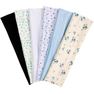 TERSE Boho Headbands for Women Short Hair Floral Headbands Non Slip Elastic Sweat Hairbands Soft Fabric Hair Bands Workout Yoga Running Sport Thin Wrap for Girls