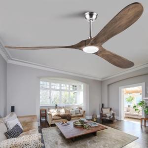 72 Inch Outdoor Ceiling Fan with Remote, Large Ceiling Fans with Lights, Noiseless Reversible DC Motor 6 Speeds Timing Farmhouse Ceiling Fan for Paitios Waterproof Gazebo Office Bedroom (Brushed Nickel + Apricot Gray)