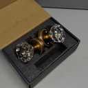 1 Pack Champagne Bronze Door Knobs Crystal Door Knob Interior Privacy Door Knob for Bedroom and Bathroom Glass Door Knob,Zinc Alloy