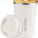 CS COSDDI 12 oz Stainless Steel Vacuum Insulated Tumbler - Coffee Travel Mug Spill Proof with Lid - Coffee Cup for Keep Hot/Ice Coffee,Tea and Beer (White)