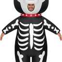 Spooktacular Creations Adults Inflatable Costumes, Light Up Eyes Skeleton Dog Inflatable Suit for Men, Full Body Puppy Blow Up Costumes for Halloween Cosplay Themed Parties, One Size