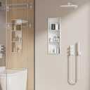 No Tile Needed Shower Niche - 304 Stainless Steel Niche Shower with 3- Tier Shelves Recessed Wall Niches for Bathroom Storage (White, 36 X 12 X 4.13 Inches, 3)