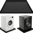 27x27 Inch Silicone Washing Machine Drain Pan - Waterproof Leak Protection Mat, Anti-Vibration Floor Protector for Washers & Dryers, Black