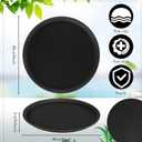 Lallisa 8 Pcs 16'' Large Restaurant Serving Trays with Rubber Lined Plastic Non Slip Tray Non Skid Round Serving Platter Server Tray for Bar Drink, Cafeteria Food, Coffee, Table, Hotel, Party, Black