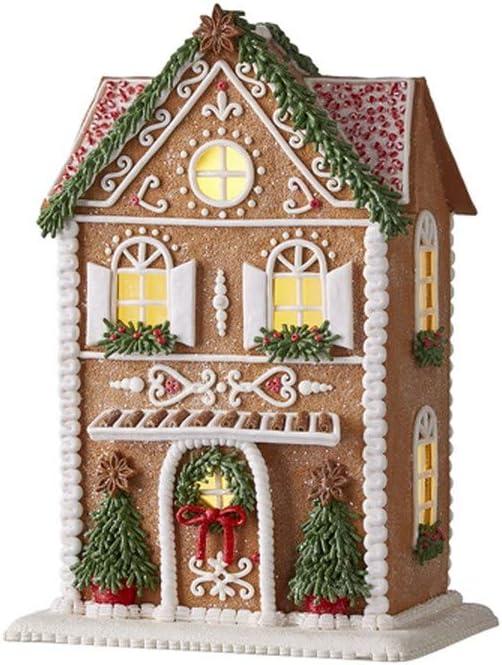Raz Imports Gingerbread Lighted Christmas House with Trees 13 Inch
