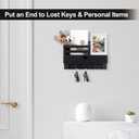 Key Holder Wall Mount, Mail Holder with Storage Drawer and 5 Key Hooks for Coat, Dog Leash, Home Decor Rack, House Accessories, Entry Way Organizer