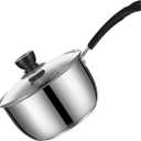 Stainless Steel Thin Saucepan, 1.3 Quart Long Handle Milk Pot with Lid for Warming, Cooking and Boiling Milk, Spaghetti, Soup in Kitchen and Outdoor (18cm)