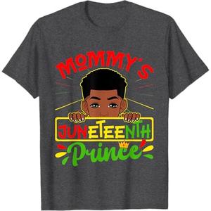 Mommy's Juneteenth Prince Black Boy Toddler Baby Boys Funny T-Shirt (Color: Dark Heather Grey, Small)