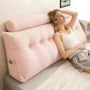 Headboard Pillow Queen, Large Triangular Wedge Cushion with Neck Roll Pillow for Reading Sitting Working, Backrest Positioning Support Bodypillow with Removable Washable Cover for Bed Dorm Sofa