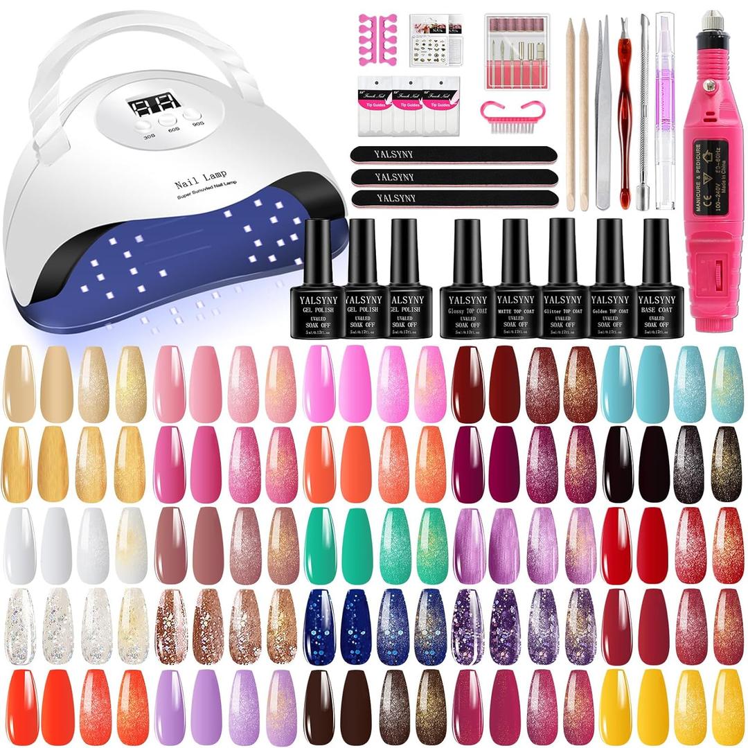 Nail Polish Kit with UV Light 30 Colors Gel Polish Starter Kit (White)