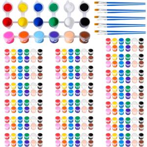 30 Pack Mini Acrylic Paint Set,12 Color Acrylic Paint Strips with 60 Pcs Painting Brushes for Kids&Adults, 420 PCS Kids Paint Set Container Strips Storage for Home Classroom Party Favors Easter Gifts