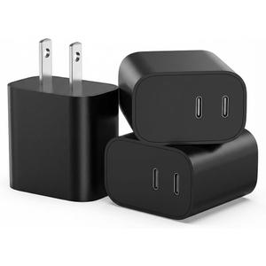 USB C Charger,Dual Port USB C Fast Charging BlockType C Wall Charger Plug for iPhone 15/14/13/12/11/ Pro Max/Plus/Xs Max/XR/X,iPad Pro/Samsung Galaxy(20W)