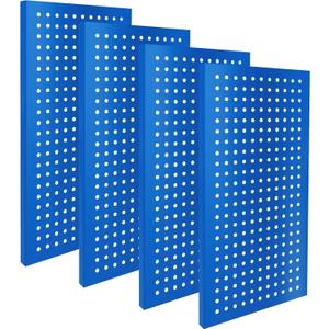 Metal Pegboard Panels 24" x 12" 4 Pack Heavy Duty Steel Pegboard Wall Organizer, Garage Utility Tools Pegboard Storage System for Workbench, Shop, Shed Modular Peg Board Organizer Board Kit (Blue)
