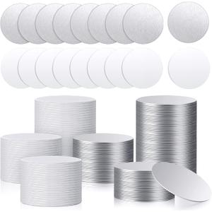 50 Set Sublimation Blank Aluminum Stickers Set 1 Inch Round Blank Bezel Pendant Tray Aluminum Sheet, Includes Sublimation Blank Discs and Double Side Tapes for Personalized Photo Jewelry Making DIY