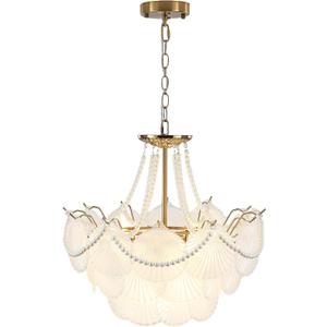 Surpars House Crystal Chandeliers,Modern Golden Chandelier, 6 Heads Ceiling Light for Living Room Bedroom Dining Room Kitchen Island Entryway (Height Adjustable)